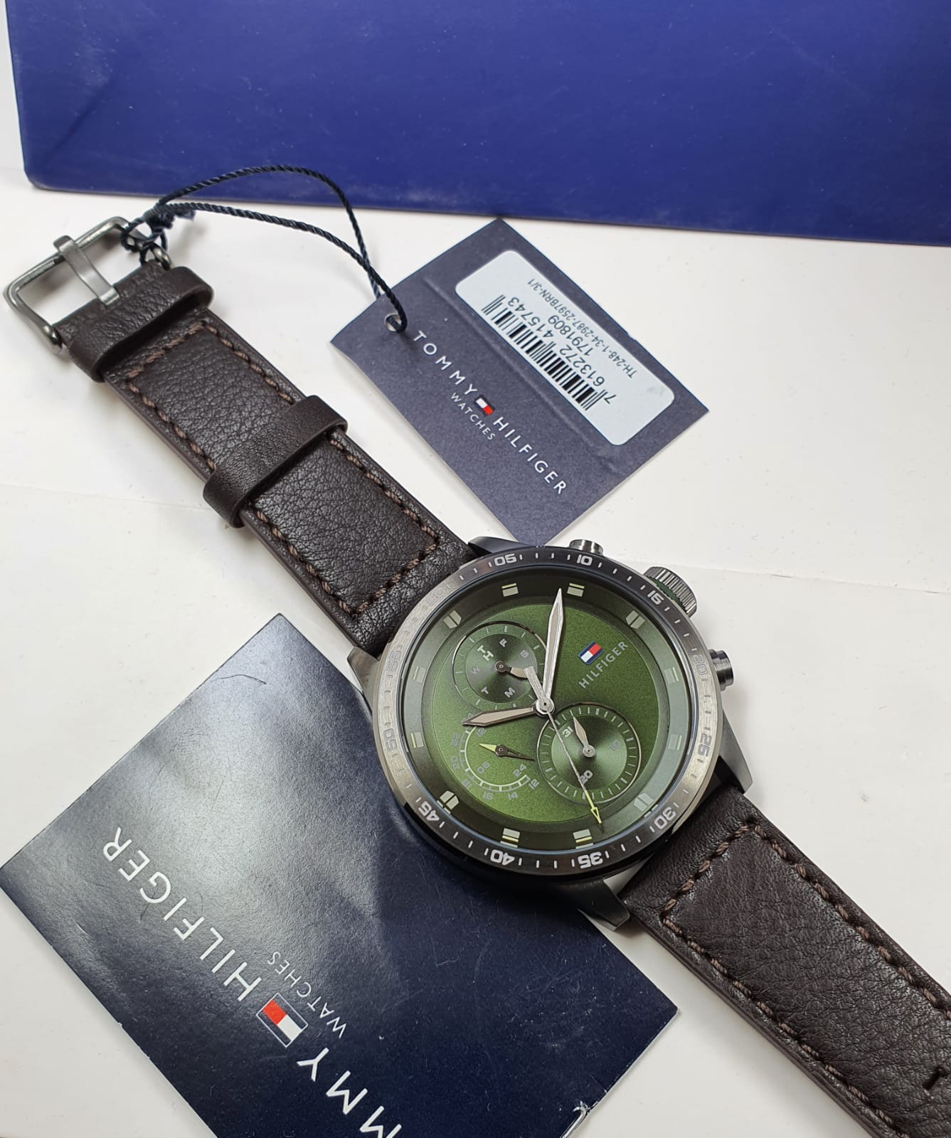 Buy Tommy Hilfiger Mens Quartz Leather Strap Green Dial 46mm Watch - 1791809 in Pakistan