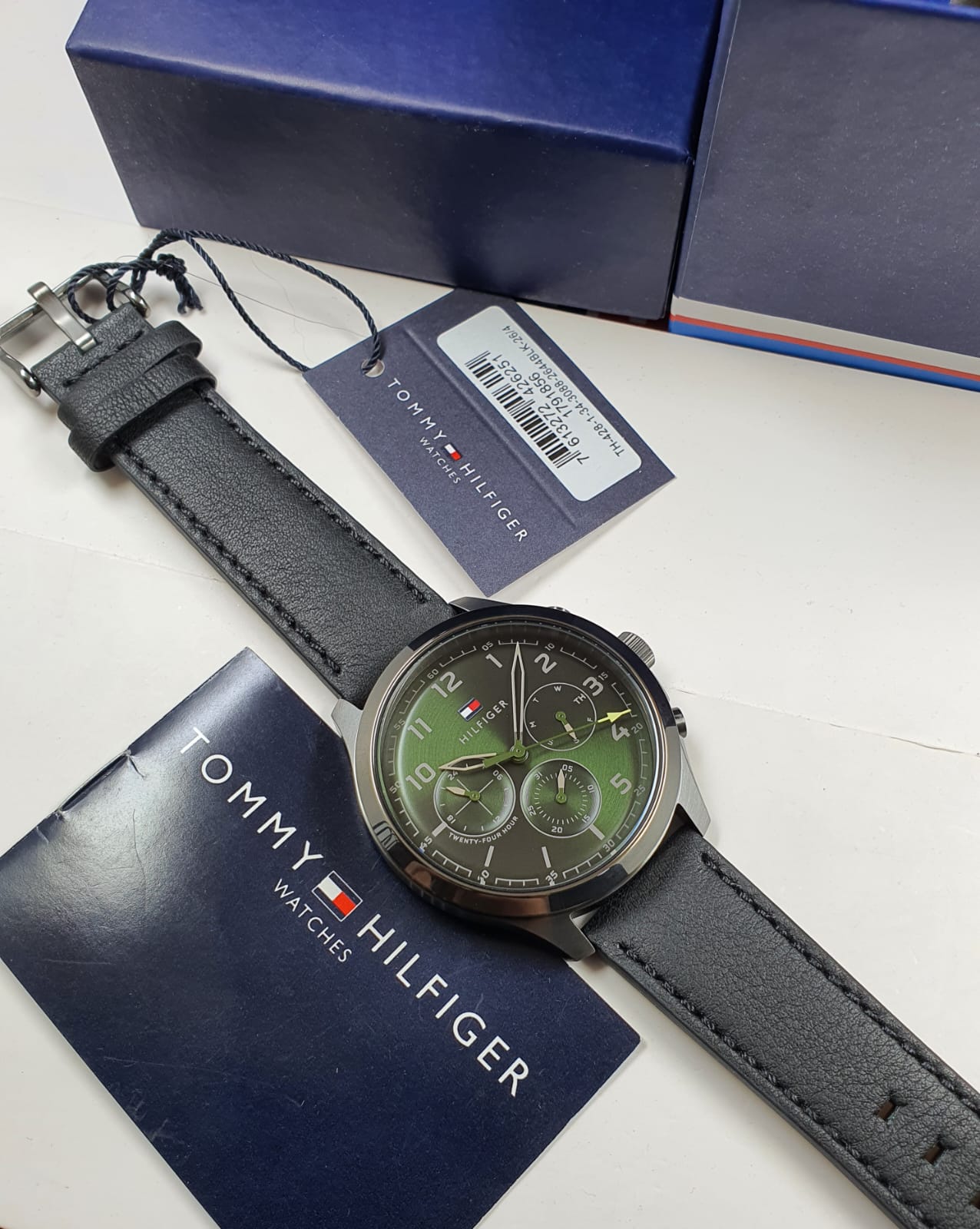 Buy Tommy Hilfiger Green Dial Black Leather Strap Watch for Men - 1791856 in Pakistan