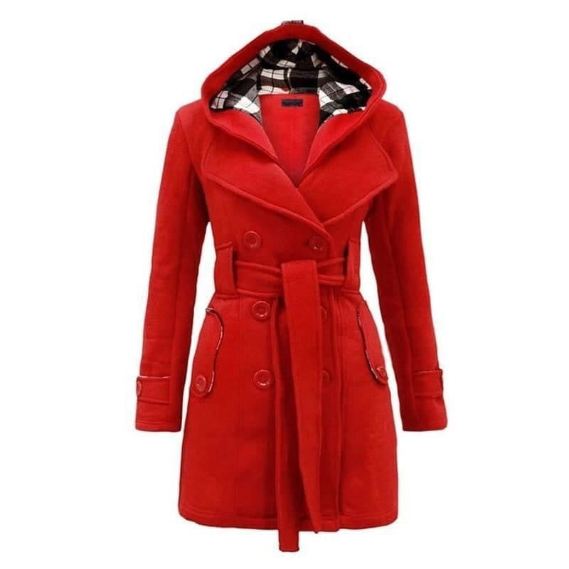 Buy Sajiero Fleece Double Breasted Waist Belt Long Coat in Pakistan