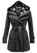 Buy Sajiero Fleece Double Breasted Waist Belt Long Coat in Pakistan