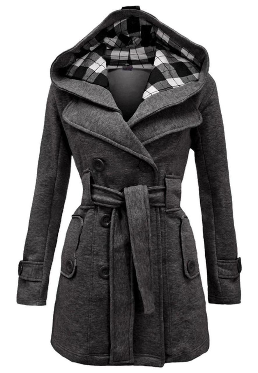 Buy Sajiero Fleece Double Breasted Waist Belt Long Coat in Pakistan
