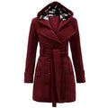 Buy Sajiero Fleece Double Breasted Waist Belt Long Coat in Pakistan