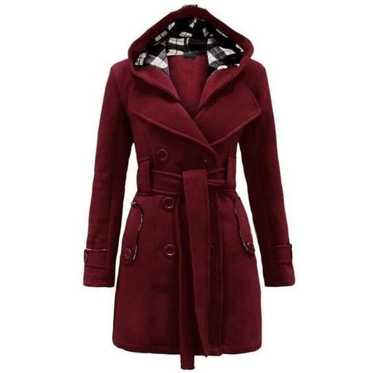 Buy Sajiero Fleece Double Breasted Waist Belt Long Coat in Pakistan