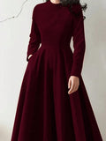 Buy SHEIN Women Casual Solid Color Oblique Pocket Elastic Waist Flare Hem Dress, Autumn in Pakistan