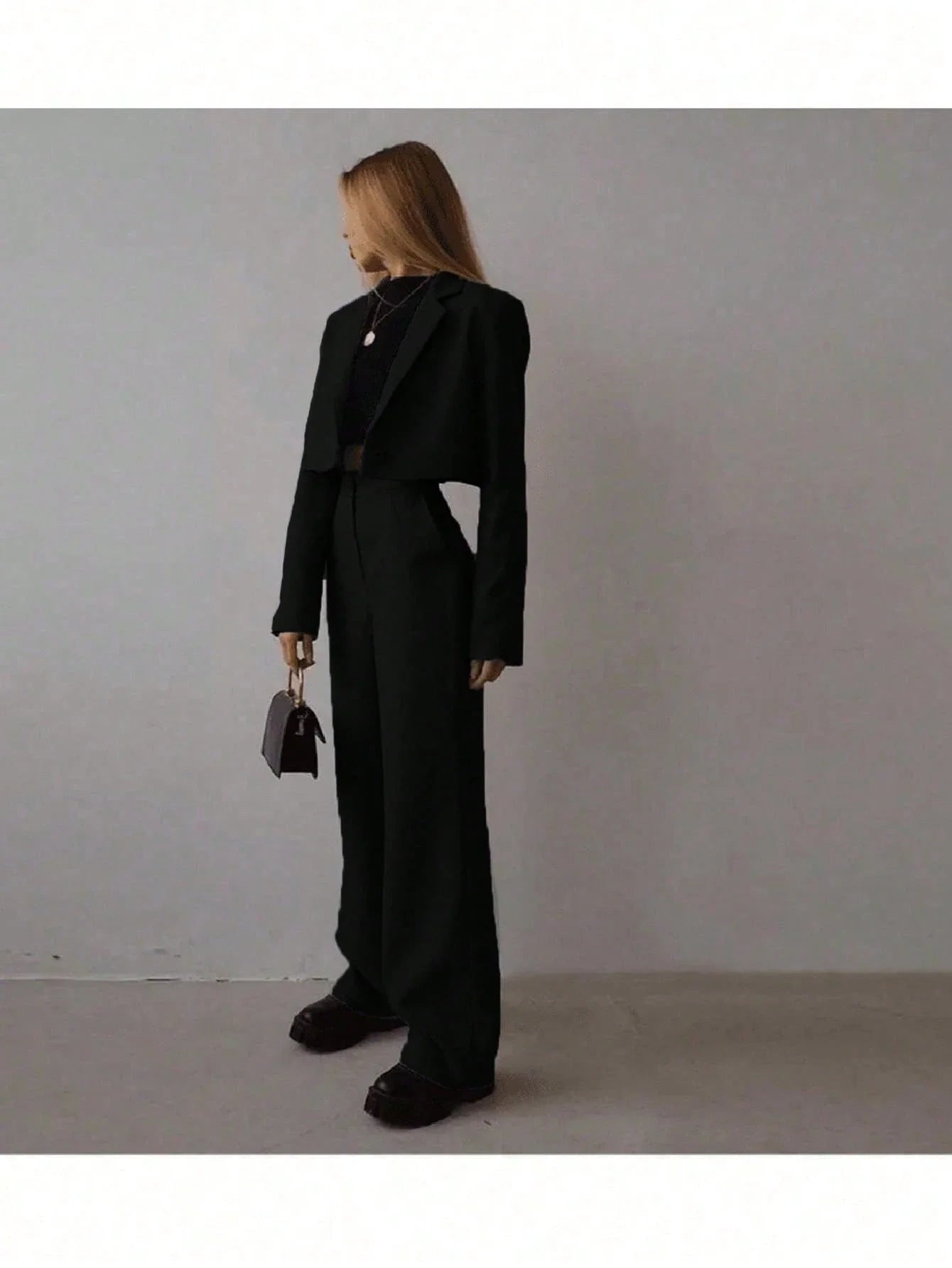 Buy SHEIN Women Solid Color Long Sleeve Simple Jacket And Long Pants 2-Piece Casual Outfit in Pakistan
