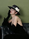 Buy SHEIN Women's Black Gold Velvet Gloves Extended Retro Evening Dress Wedding Dress Etiquette Decoration Warm Velvet Cloth Gloves in Pakistan