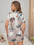 Buy SHEIN Women's Botanical Print Satin Pajama Set in Pakistan