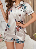 Buy SHEIN Women's Botanical Print Satin Pajama Set in Pakistan