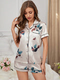 Buy SHEIN Women's Botanical Print Satin Pajama Set in Pakistan