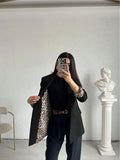 Buy SHEIN Women's Casual Lightweight Leopard Print Contrast Color Loose Fit Long Sleeve Blazer in Pakistan