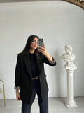 Buy SHEIN Women's Casual Lightweight Leopard Print Contrast Color Loose Fit Long Sleeve Blazer in Pakistan