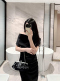 Buy SHEIN Women's Delicate Satin Evening Bag With Rhinestone Decoration, Clutch Bag, Party Bag, Prom Bag, Chain Handbag in Pakistan