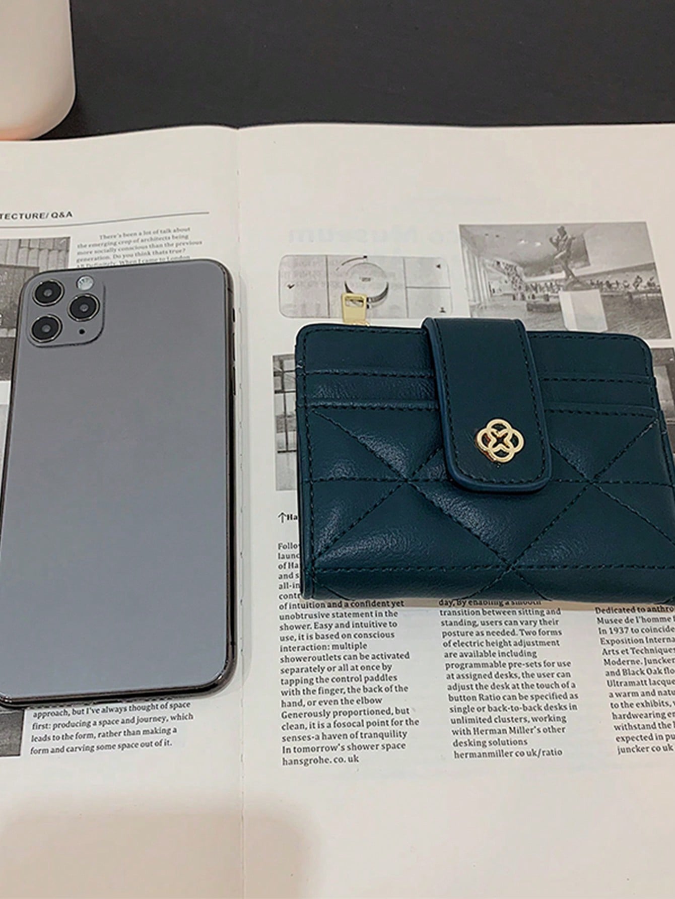 Buy SHEIN Women's Geometric Casual Metal Detail Bifold Short Wallet in Pakistan