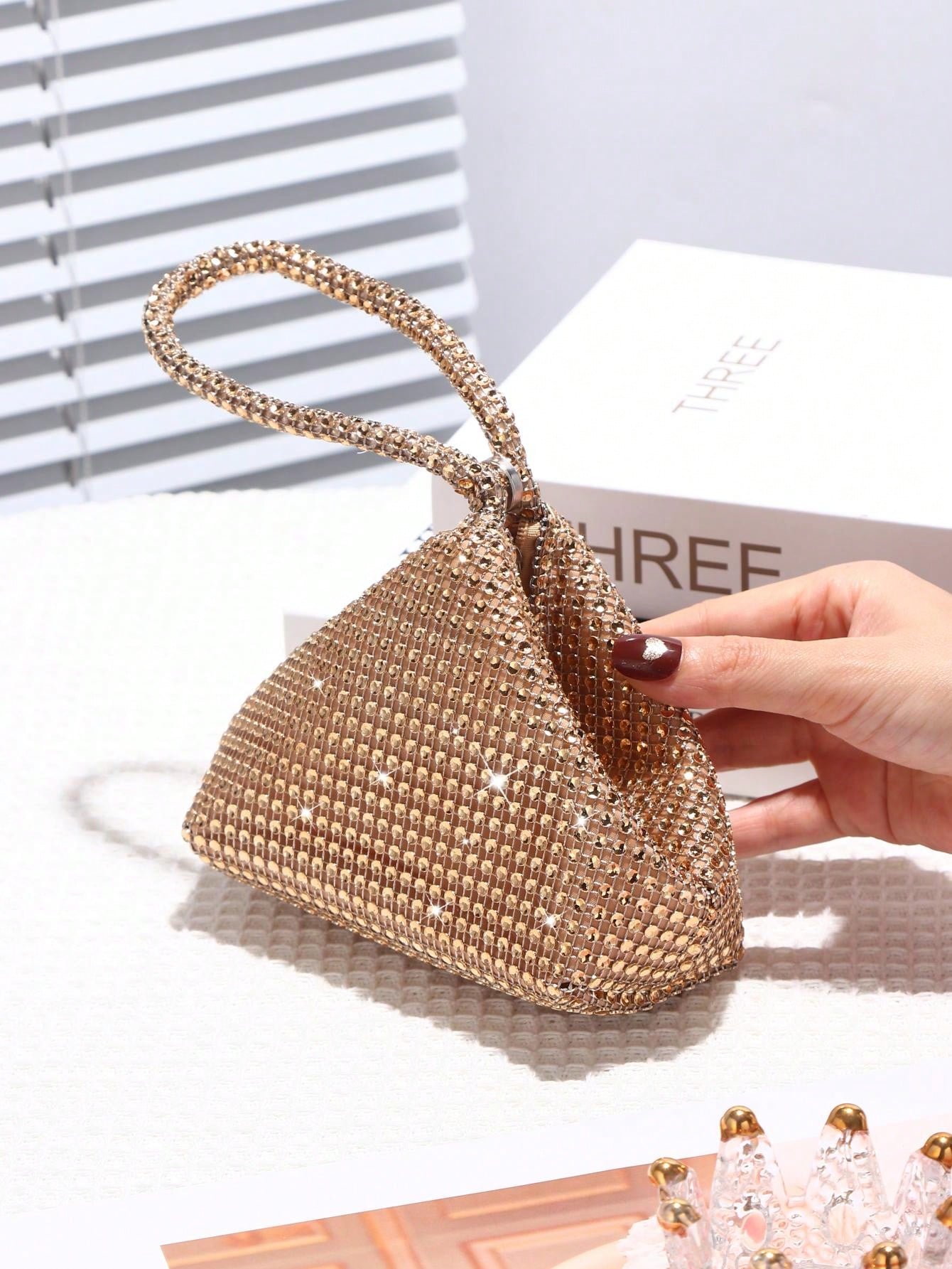 Buy SHEIN Women's Mini Diamond Sparkling Clutch Bag, Perfect For Wedding, Party, Dance, Birthday, Gift, Makeup Bag in Pakistan