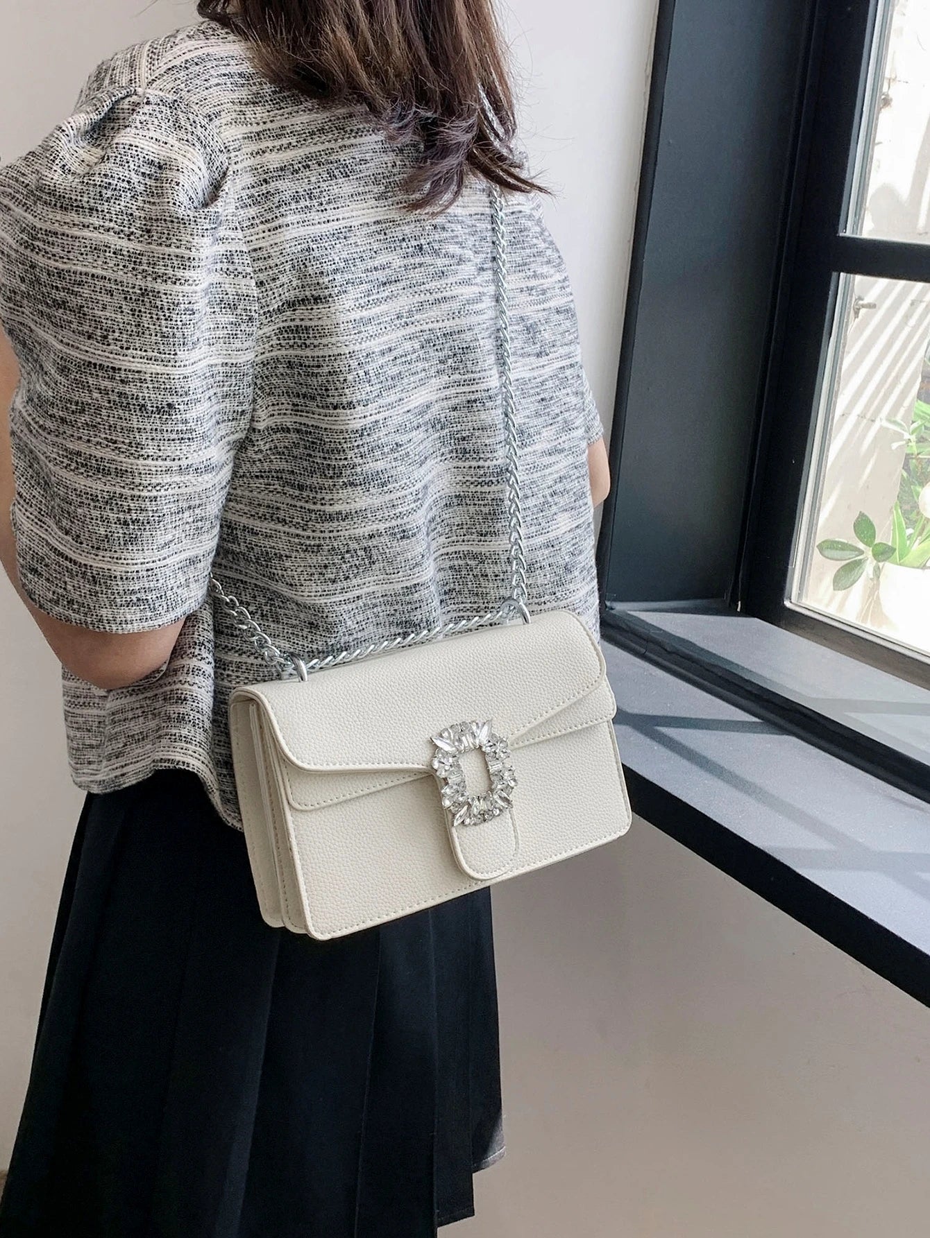 Buy SHEIN Women's One Shoulder Bag, White Small Square in Pakistan