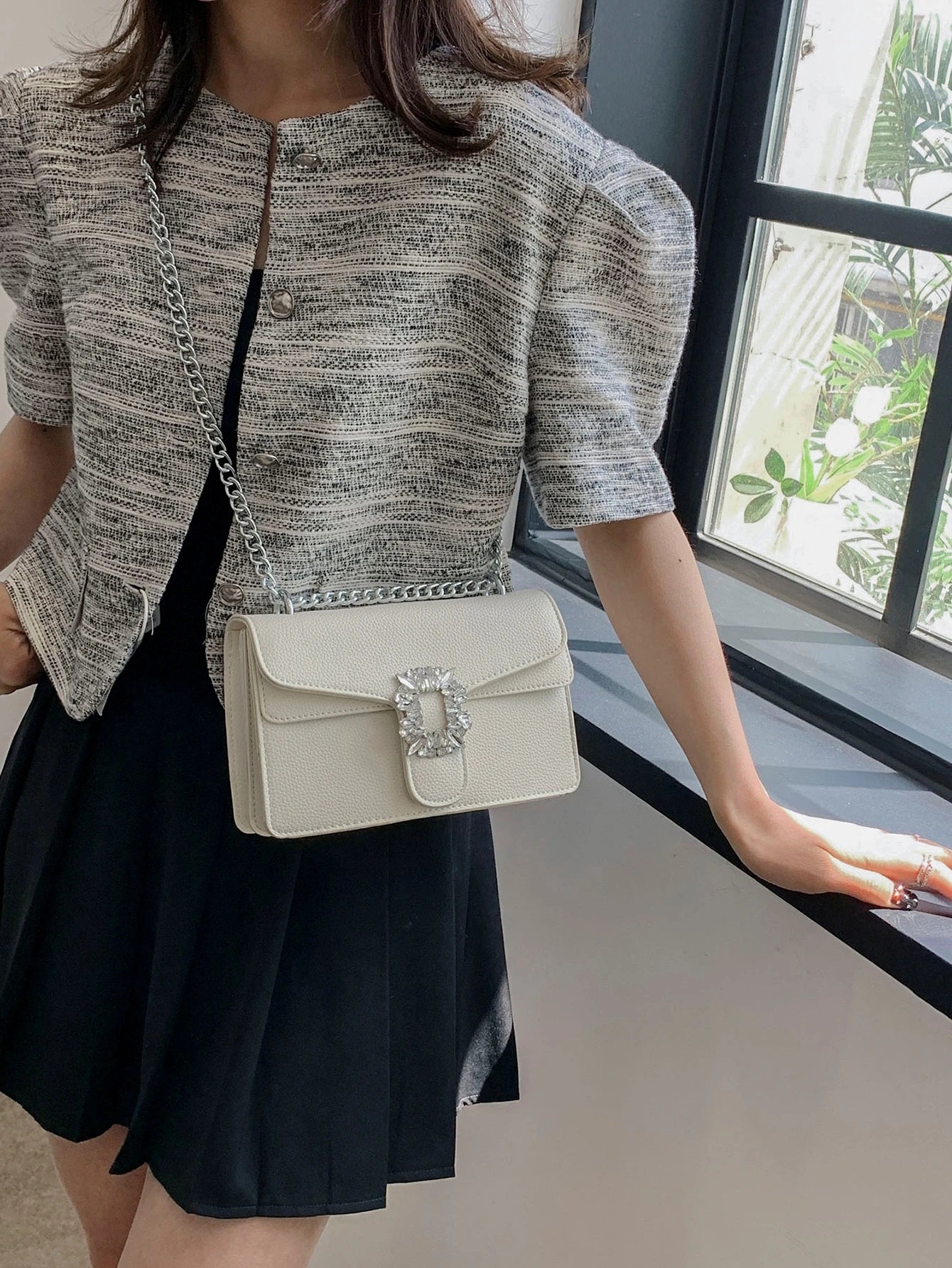 Buy SHEIN Women's One Shoulder Bag, White Small Square in Pakistan