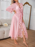 Buy SHEIN Women's Patchwork Lace Long Sleeve Long Nightgown in Pakistan