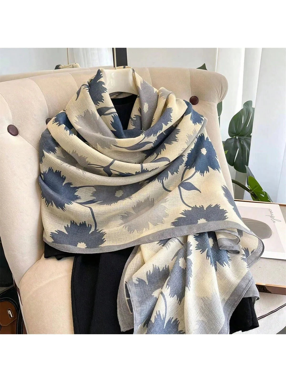 Buy SHEIN Women's Scarf, Versatile Long Shawl, Lightweight Chiffon/Silk Scarf For Spring/Summer, New Large Flower Scarf For Autumn/Winter Elegant Accessories Women in Pakistan