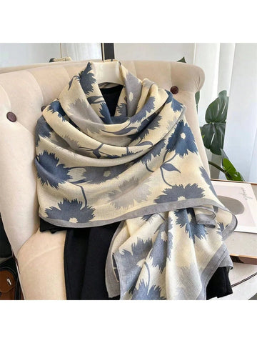 Buy SHEIN Women's Scarf, Versatile Long Shawl, Lightweight Chiffon/Silk Scarf For Spring/Summer, New Large Flower Scarf For Autumn/Winter Elegant Accessories Women in Pakistan