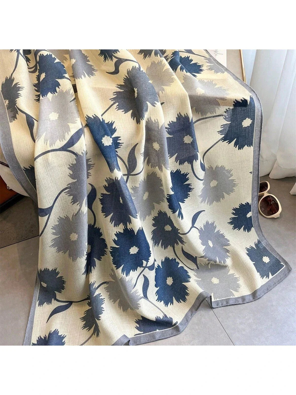 Buy SHEIN Women's Scarf, Versatile Long Shawl, Lightweight Chiffon/Silk Scarf For Spring/Summer, New Large Flower Scarf For Autumn/Winter Elegant Accessories Women in Pakistan
