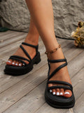 Buy SHEIN Women's Thick Heel Platform Wedge Sandals, Summer New Arrivals, Outdoor Beach Roman Style Slippers in Pakistan