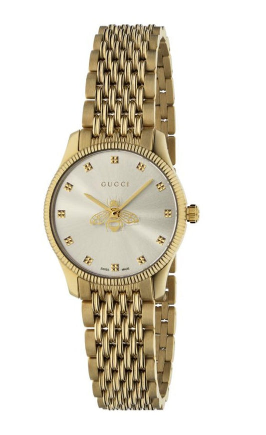 Buy Gucci G Timeless Silver Dial Gold Steel Strap Watch for Women - YA126521 in Pakistan