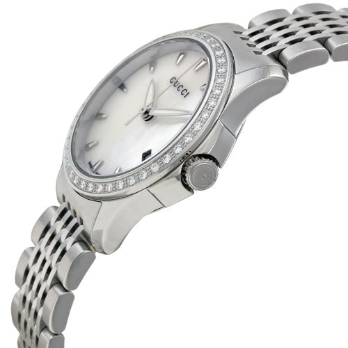 Buy Gucci G Timeless Mother of Pearl Dial with Diamonds Silver Steel Strap Watch for Women - YA126506 in Pakistan