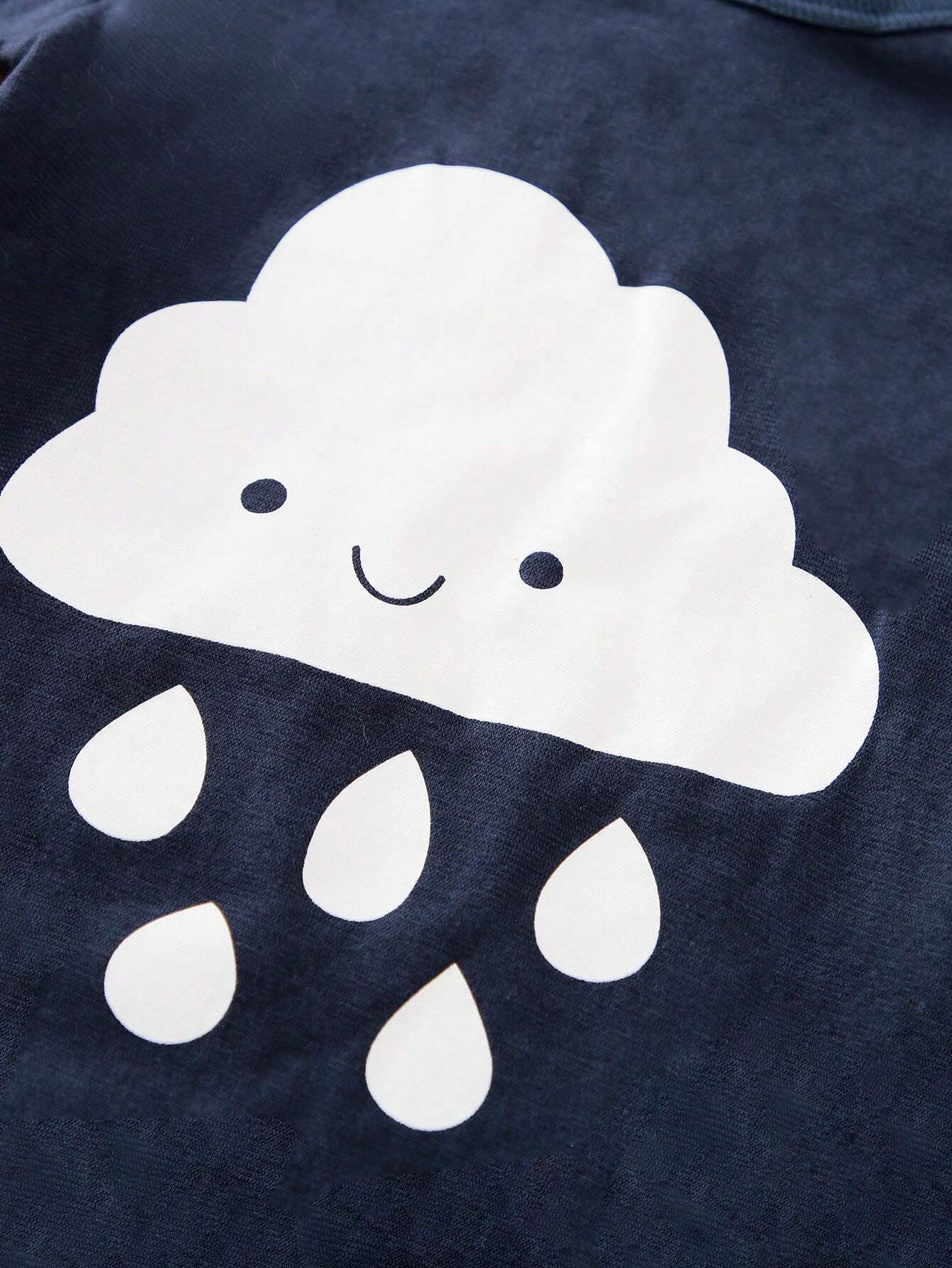 Buy SHEIN Yierying Boys" Infant Spring And Summer Season Dark Blue Cute Cartoon Pattern Warm, Breathable, And Moisture-Absorbing Romper in Pakistan