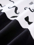 Buy SHEIN Yierying Infant Boys' Short-Sleeved Two-In-One Romper With Black Mustache Print And Bow Tie Design, Suitable For Spring/Summer Seasons in Pakistan