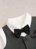 Buy SHEIN Yierying Infant Romper, Blue, Gentleman Style Front Button Faux Shirt in Pakistan