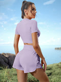 Buy SHEIN Yoga Basic 2pcs Softness Sports Suit Workout Outfits Set Breathable Top Wide Waistband Shorts in Pakistan