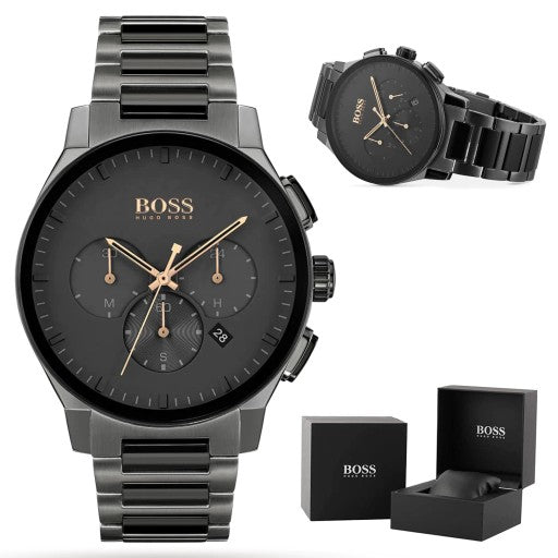 Buy Hugo Boss Mens Chronograph Quartz Stainless Steel Black Dial 43mm Watch - 1513814 in Pakistan