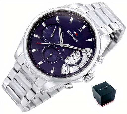 Buy Tommy Hilfiger Mens Quartz Silver Stainless Steel Blue Dial 44mm Watch - 1710448 in Pakistan