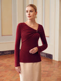 Buy SHEIN ZEYLAH ASYMMETRICAL NECK RUCHED FRONT SLIM FIT TEE in Pakistan