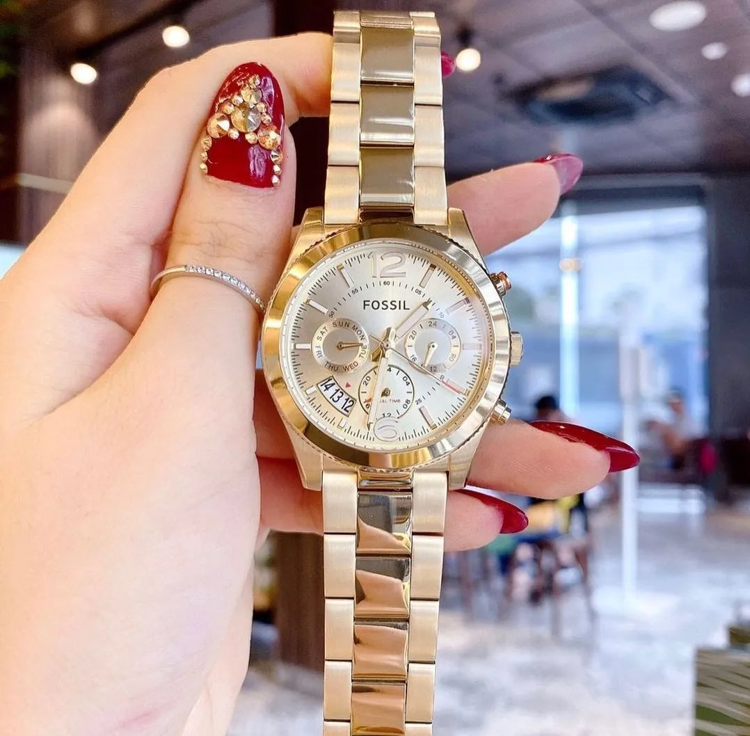 Buy Perfect Boyfriend Gold Dial Gold Steel Strap Watch For Women in Pakistan