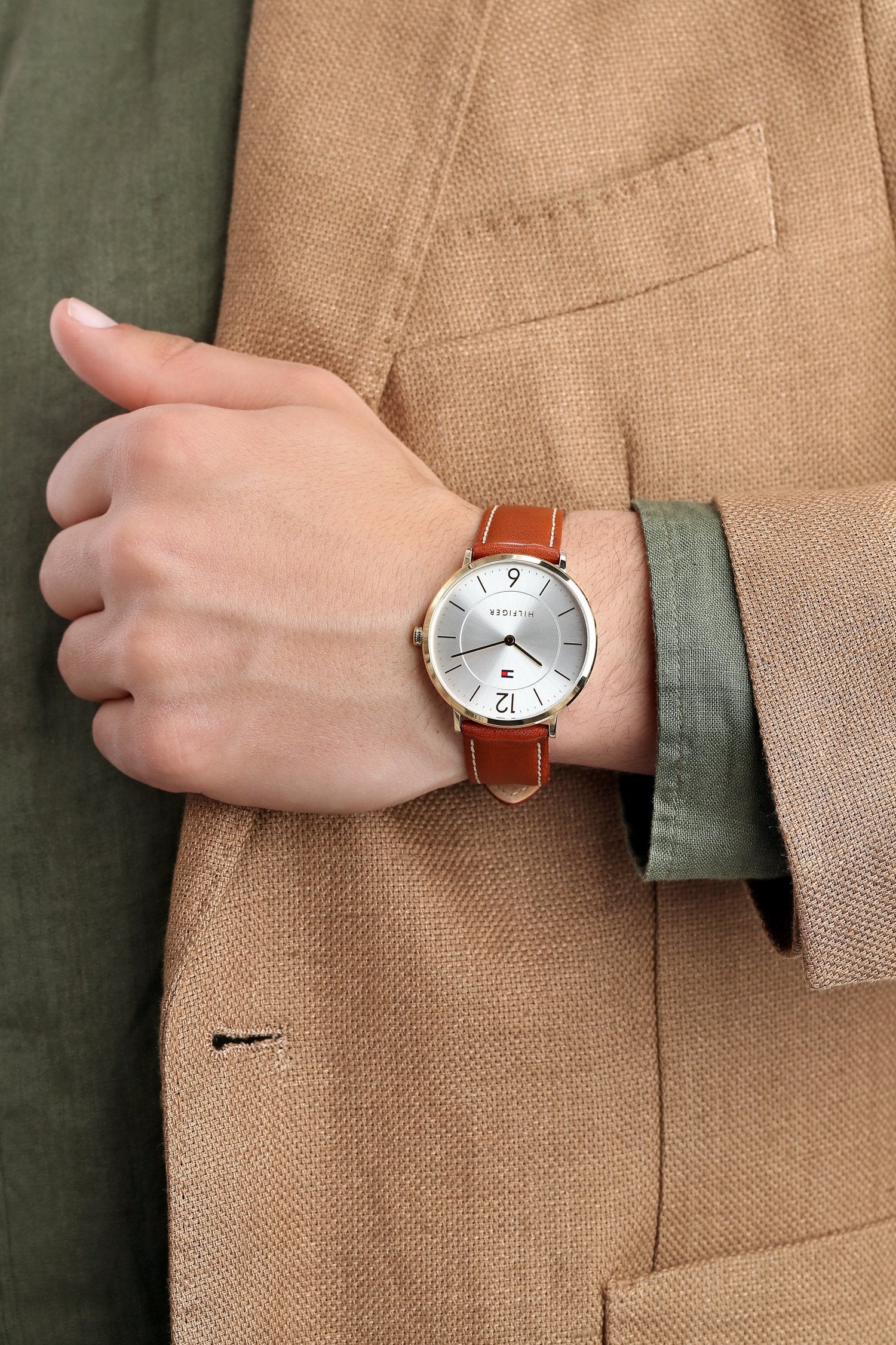 Buy Tommy Hilfiger Ultra Slim Silver Dial Brown Leather Strap Watch for Men - 1710353 in Pakistan