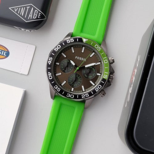 Buy Bannon Multifunction Black Dial Green Rubber Strap Watch For Men in Pakistan