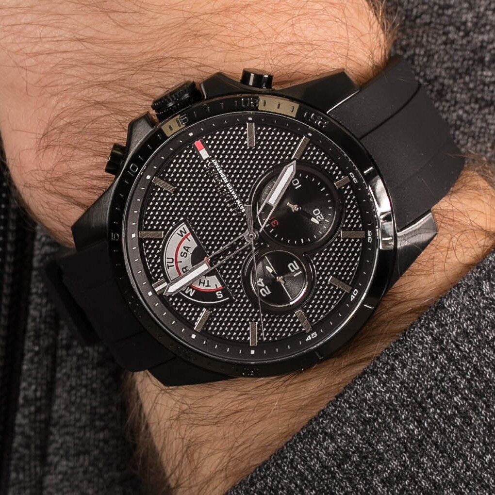 Buy Tommy Hilfiger Mens Quartz Black Silicone Strap Black Dial 46mm Watch - 1791352 in Pakistan