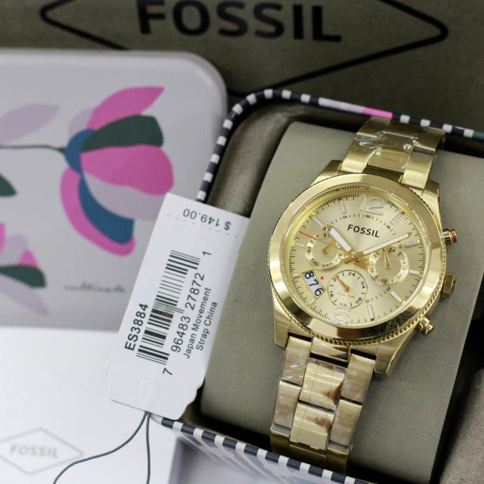 Buy Perfect Boyfriend Gold Dial Gold Steel Strap Watch For Women in Pakistan