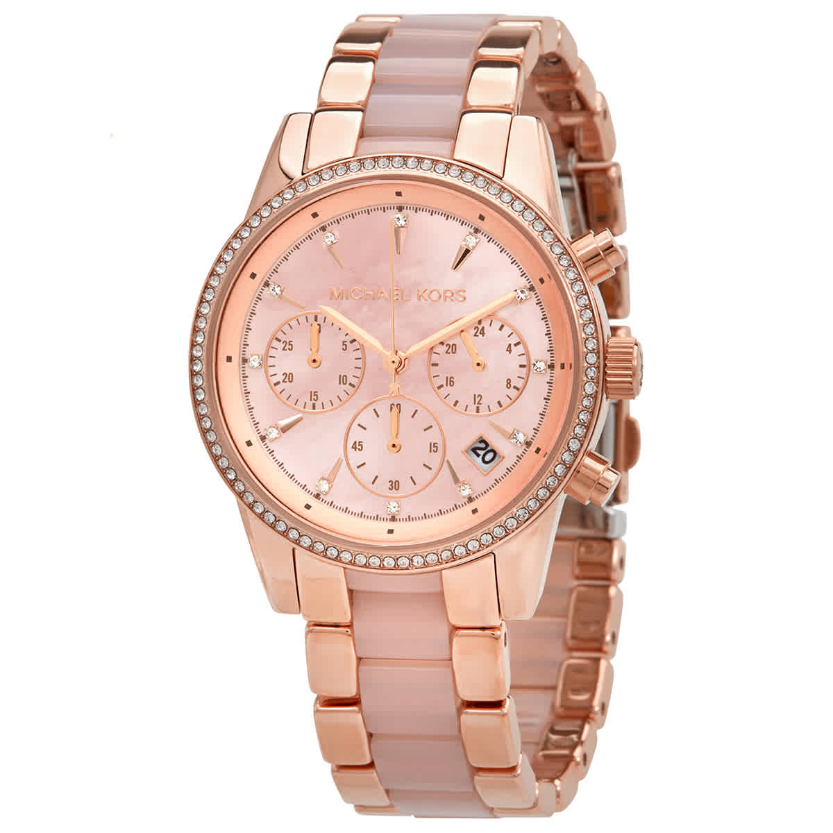 Buy Michael Kors Ritz Chronograph Quartz Crystal Two Tone Strap Ladies Watch - MK6769 in Pakistan