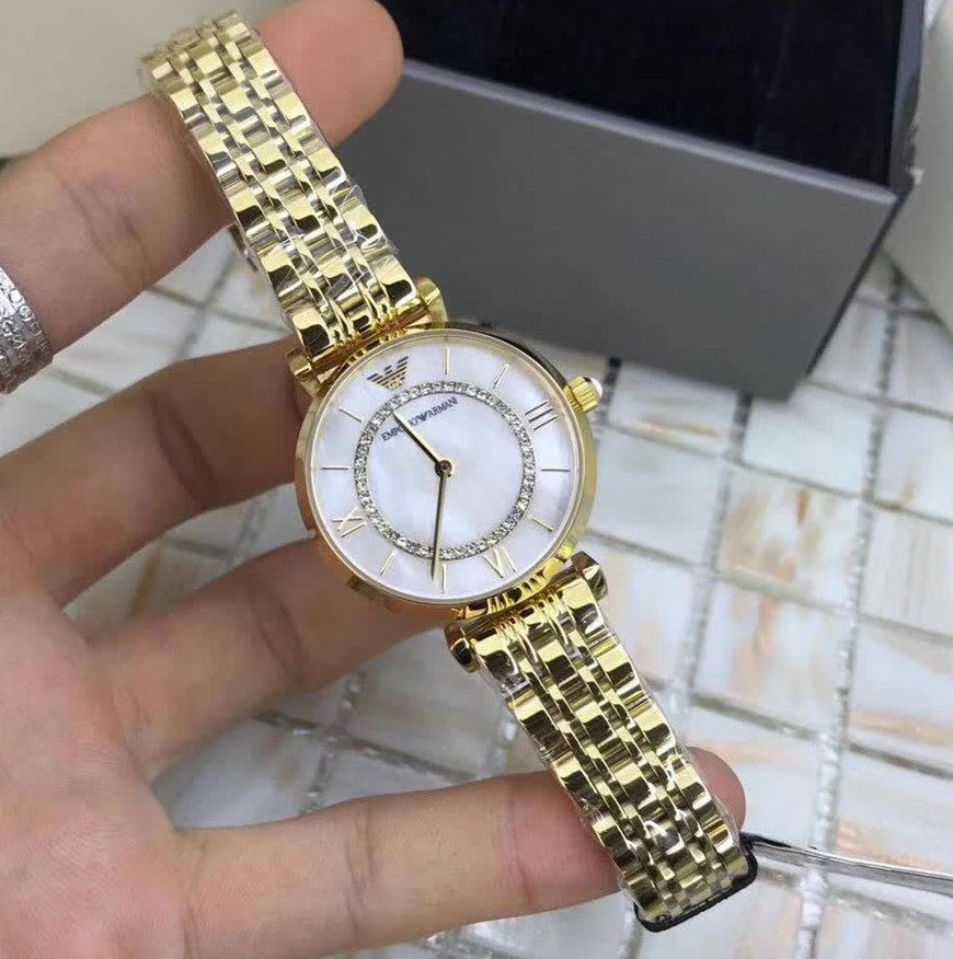 Buy Emporio Armani Classic Mother of Pearl Dial Gold Steel Strap Watch for Women - AR1907 in Pakistan