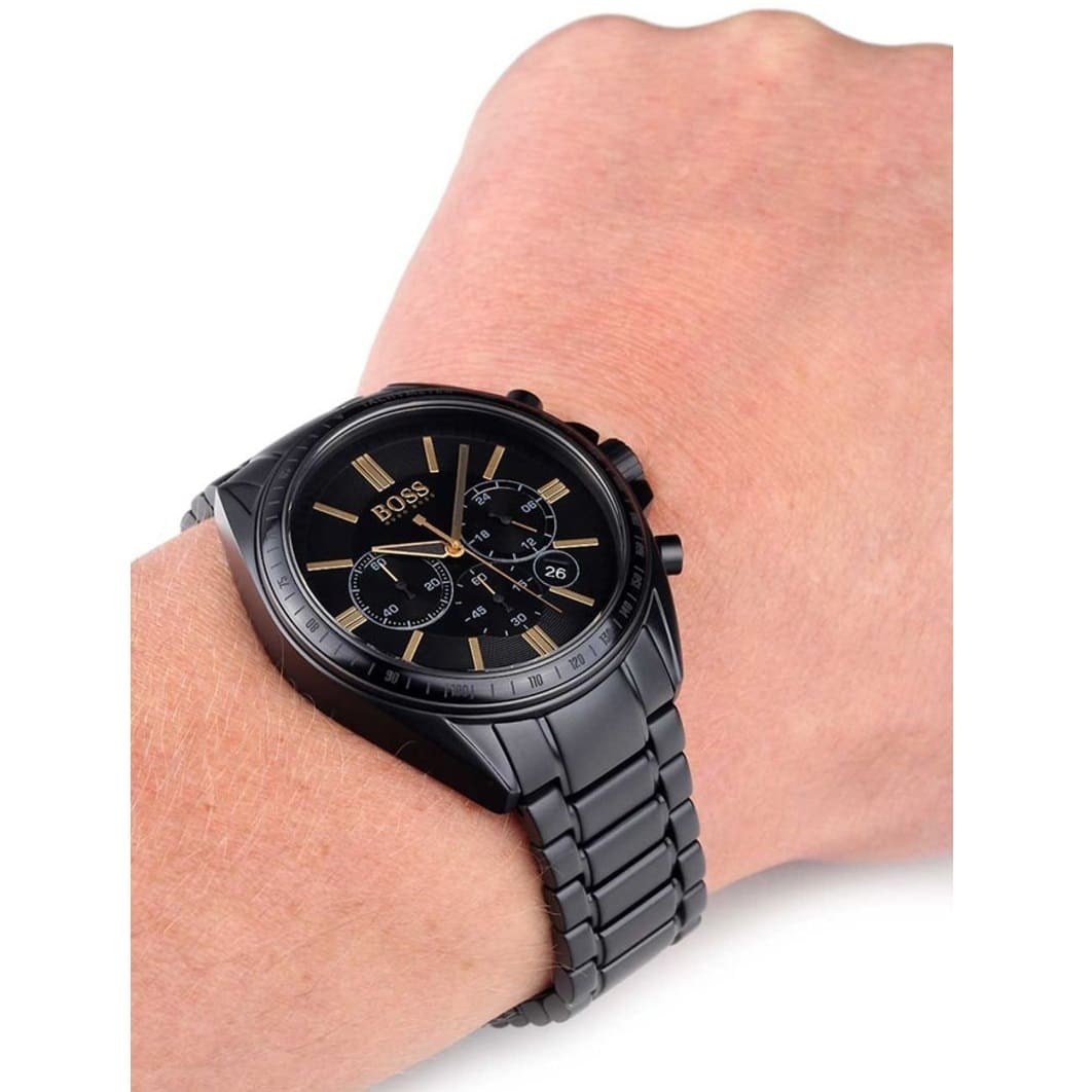 Buy Hugo Boss Mens Chronograph Quartz Stainless Steel Black Dial 45mm Watch - 1513277 in Pakistan