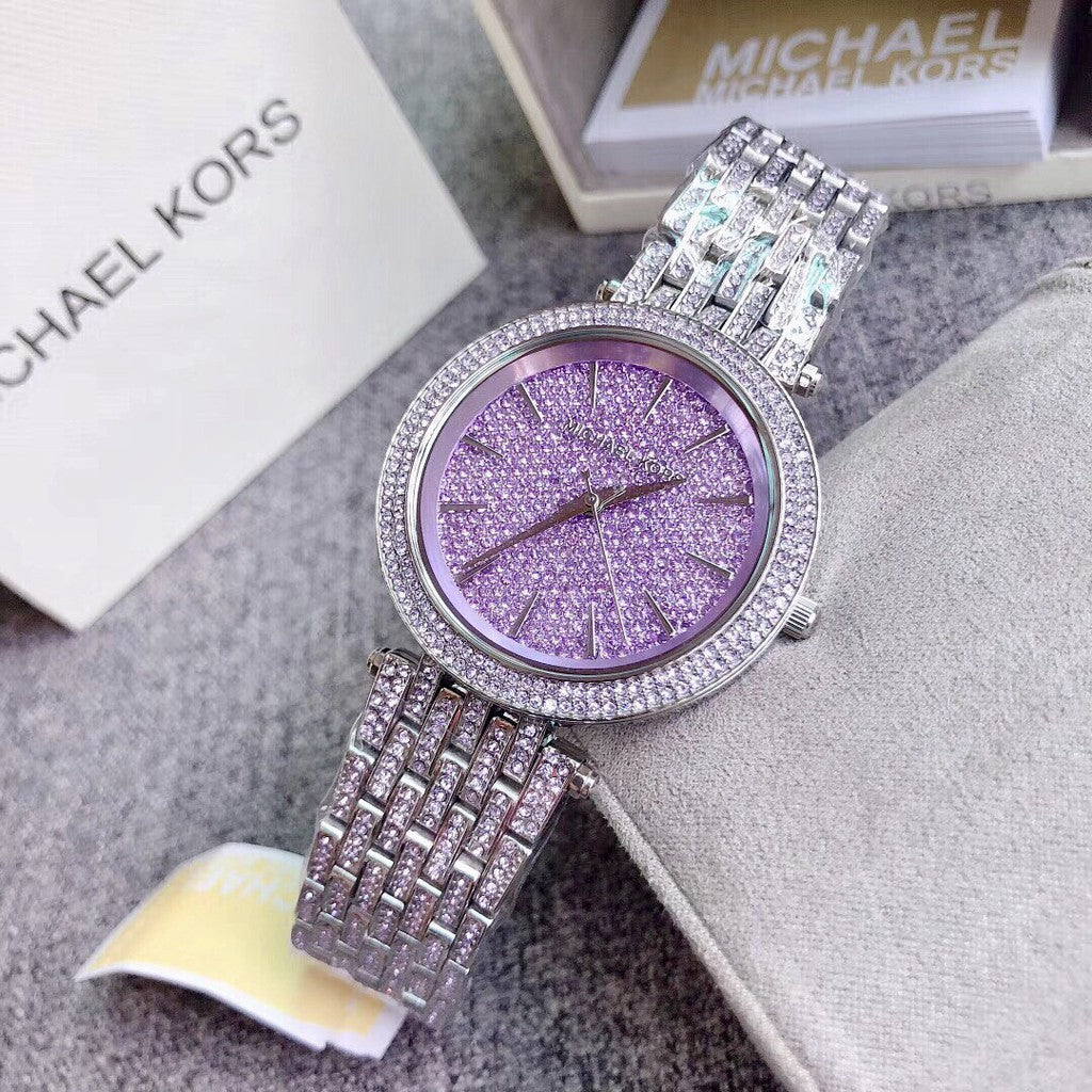 Buy Michael Kors Darci Crystal Purple Dial Silver Stainless Steel Strap Women's Watch - Mk3850 in Pakistan