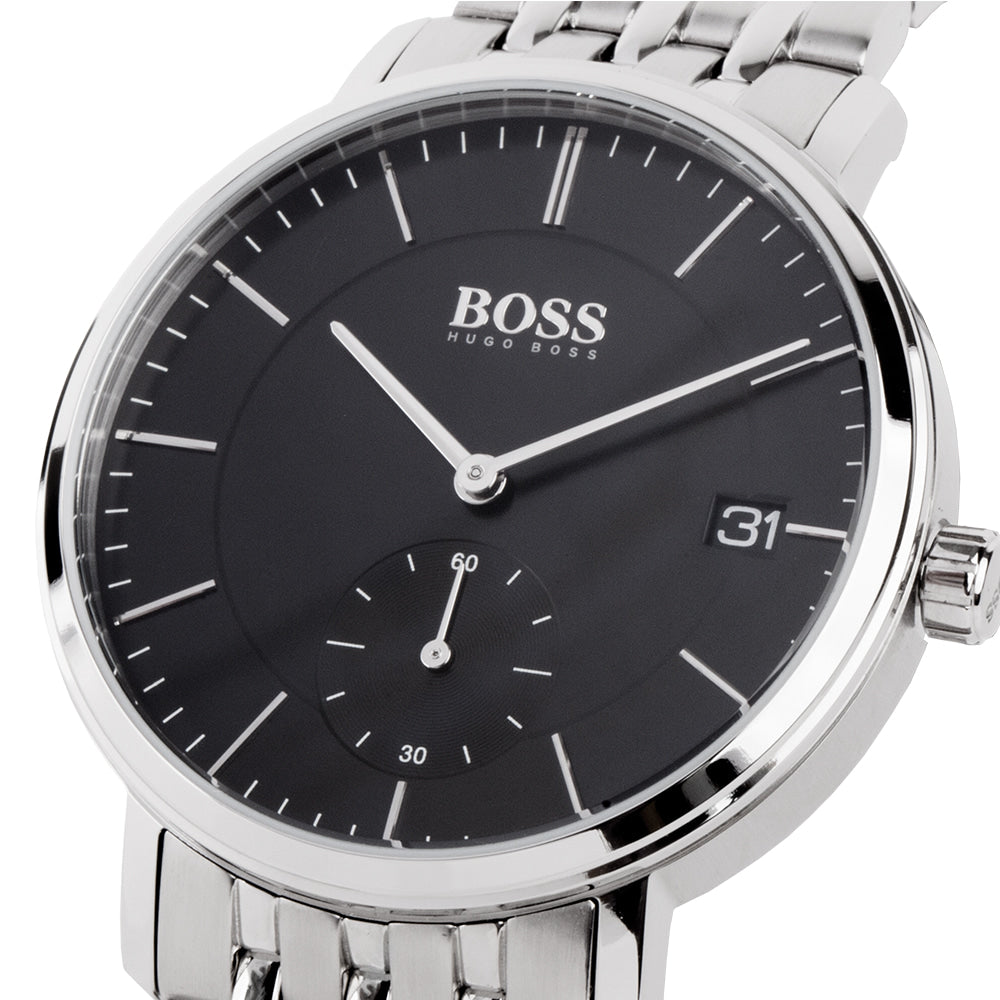 Buy Hugo Boss Mens Chronograph Quartz Silver Stainless Steel Black Dial 40mm Watch - 1513641 in Pakistan