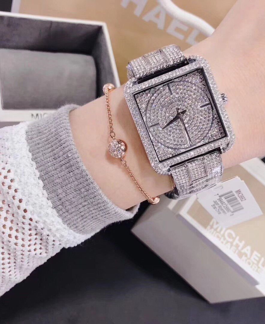 Buy Michael Kors Square Lake Pave Silver Diamonds Dial Women's Watch - Mk3662 in Pakistan