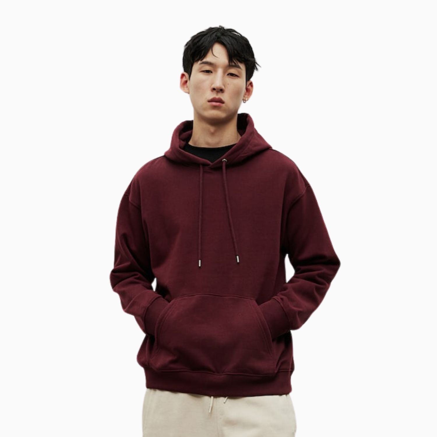 Buy Basic Loose Fit Hoodie - Burgundy in Pakistan