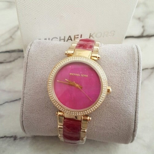 Buy Michael Kors Parker Pink Mother Of Pearl Dial Two Tone Stainless Steel Strap Ladies Watch - Mk6490 in Pakistan