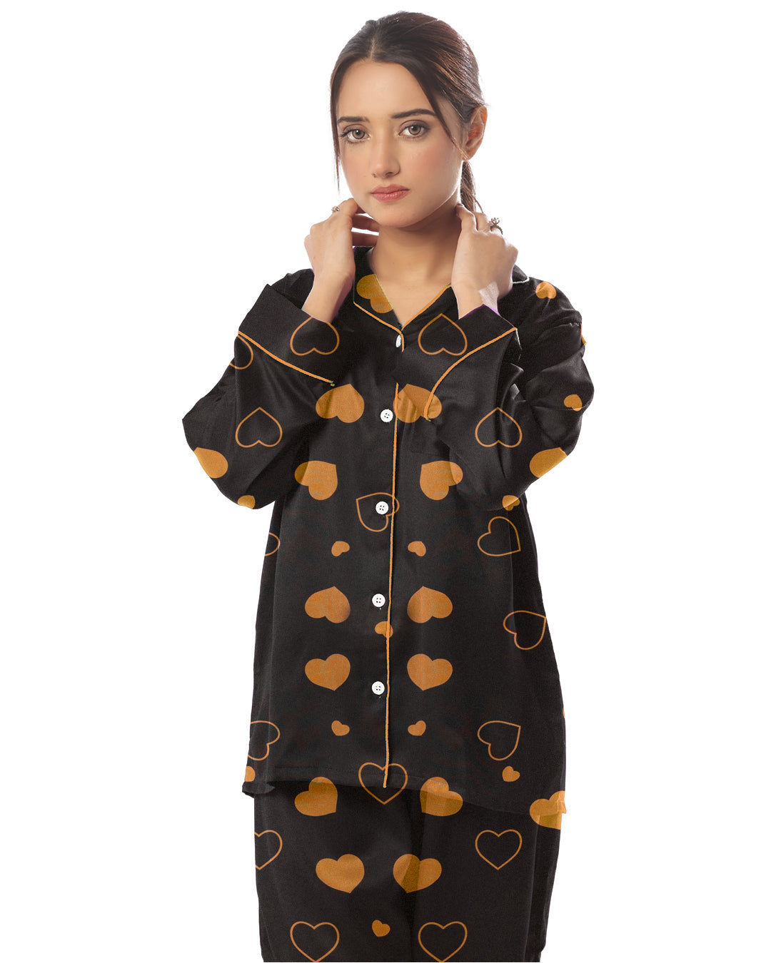 Buy Sajiero Linen Pajama Suit with Scrunchie - Royal Dusk in Pakistan