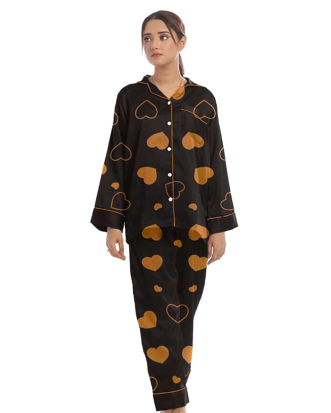 Buy Sajiero Linen Pajama Suit with Scrunchie - Royal Dusk in Pakistan