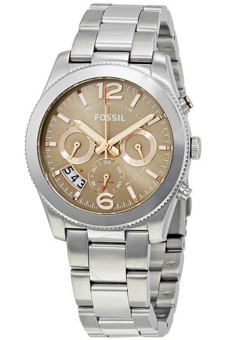 Buy Perfect Boyfriend Taupe Dial Silver Steel Strap Watch For Women in Pakistan